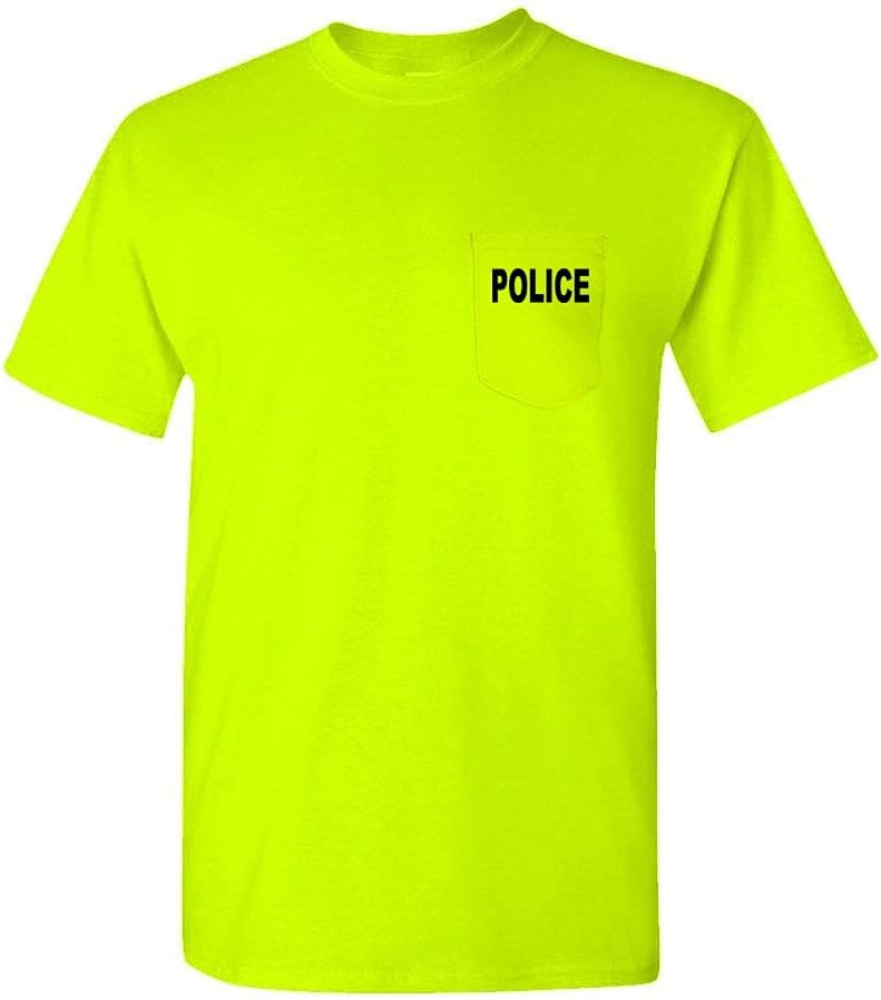 Cold Harbor Police - Event Staff Duty - Pocket TEE (Small, Safety Green) - As Pictured
