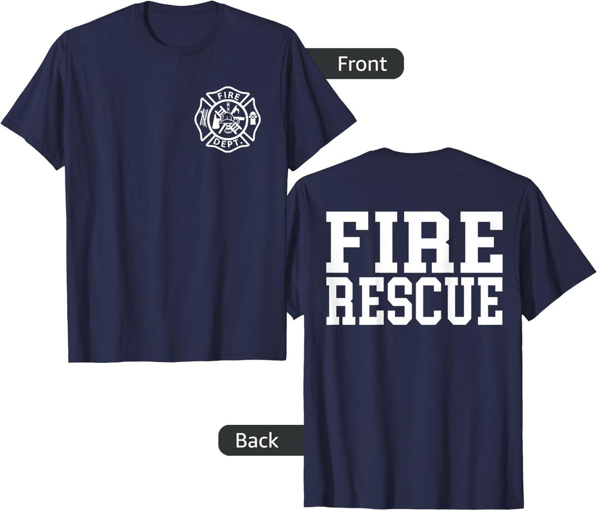 Fire Department Logo Uniform Fireman Symbol Firefighter Gear T-Shirt - Navy Blue