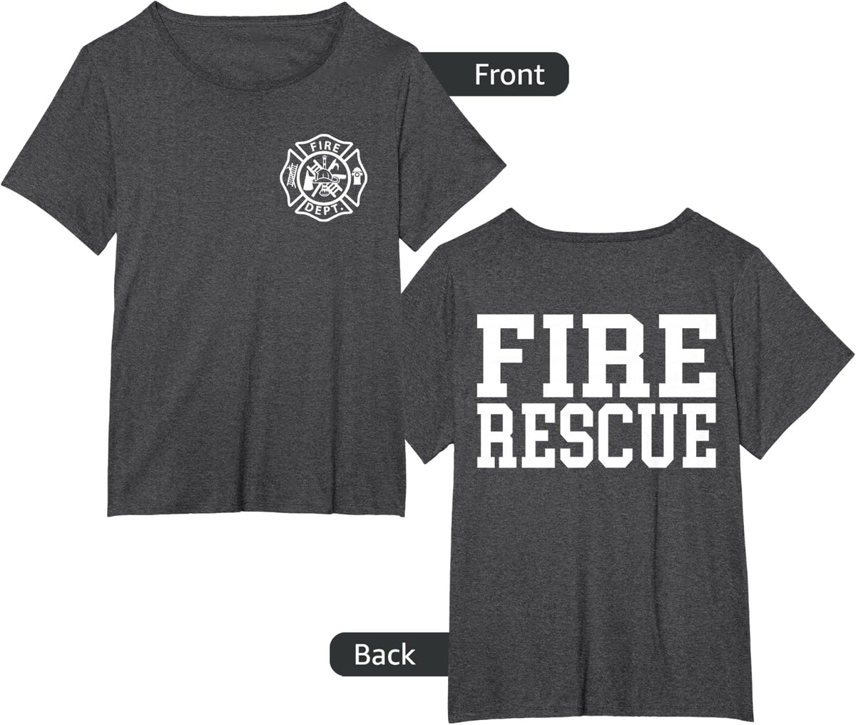 Fire Department Logo Uniform Fireman Symbol Firefighter Gear T-Shirt - Dark Heather Grey