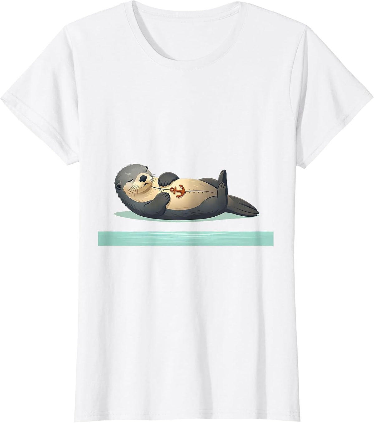 Sea Otter Anchor Pajama Humor Sleepwear T-Shirt - White