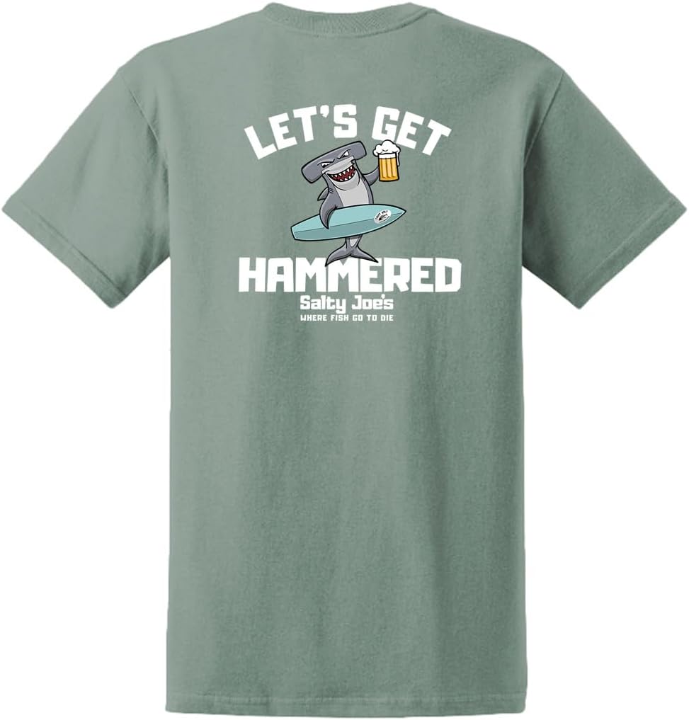 JOES SURF SHOP Graphic Heavyweight Cotton Tees,Regular-Big & Tall - Stone Green \/ Let's Get Hammered Logo