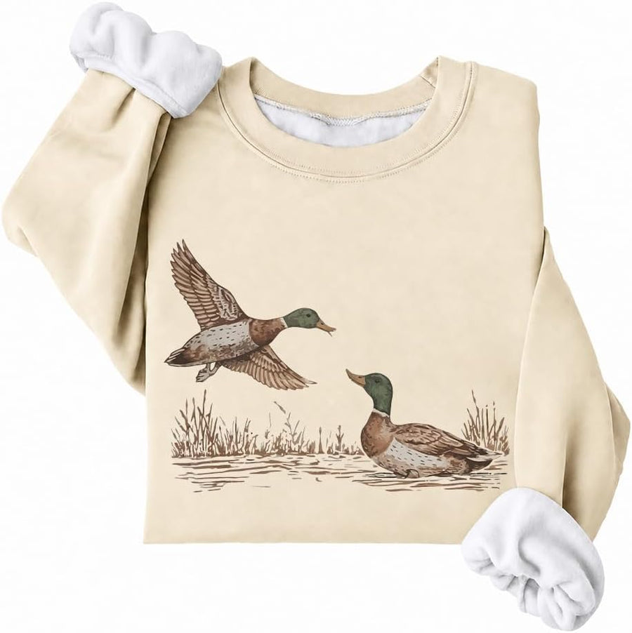 Fleece Lined Mallard Duck Sweatshirt Camo Hunting Season Duck Sweatshirts - Fleece Lined Khika-2