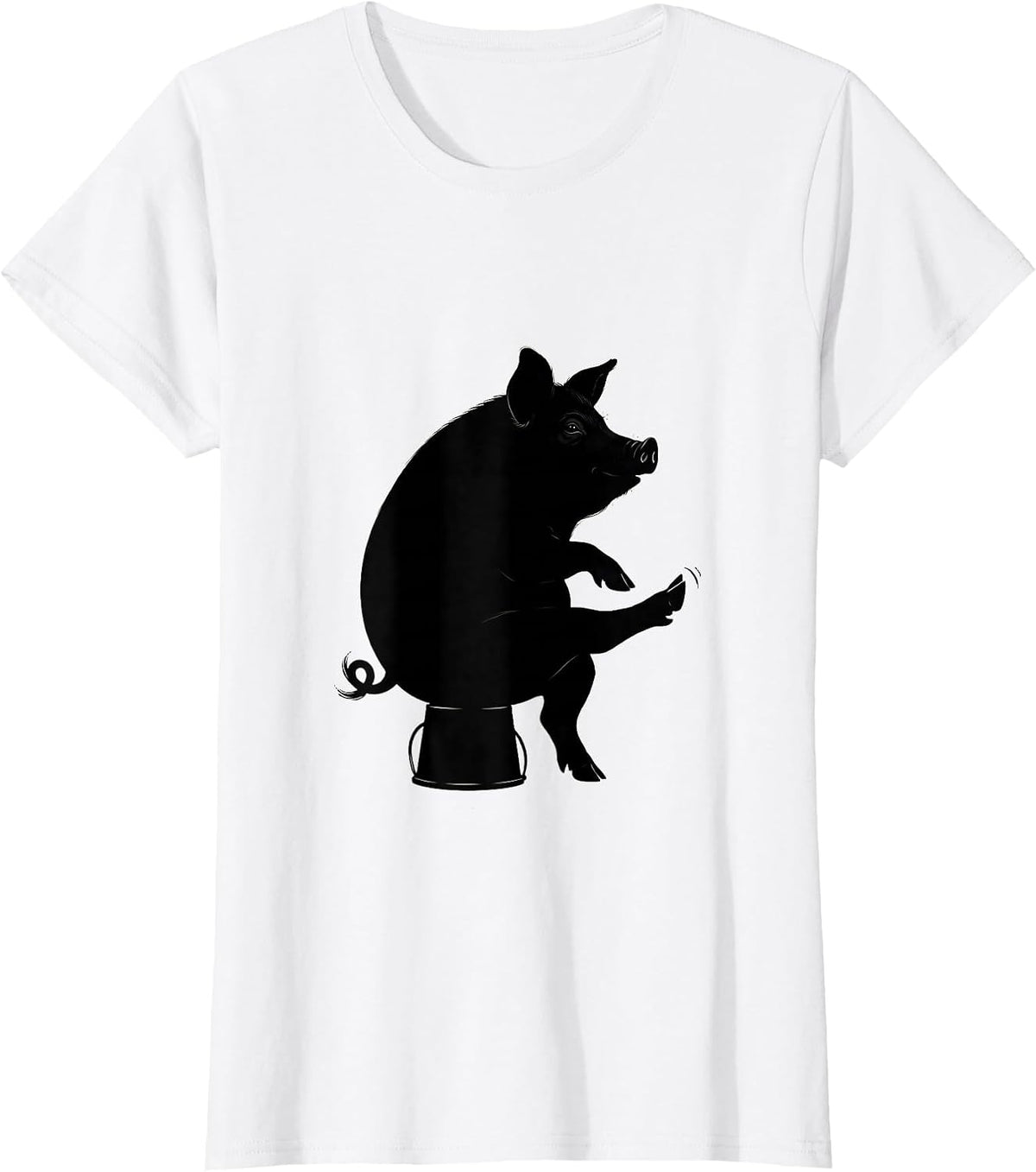 Pig Silhouette Funny Farm Animal Lover Novelty T-Shirt - White