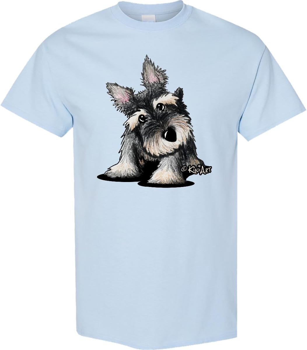 inktastic Curious Schnauzer Adult T-Shirt - KiniArt - Light Blue
