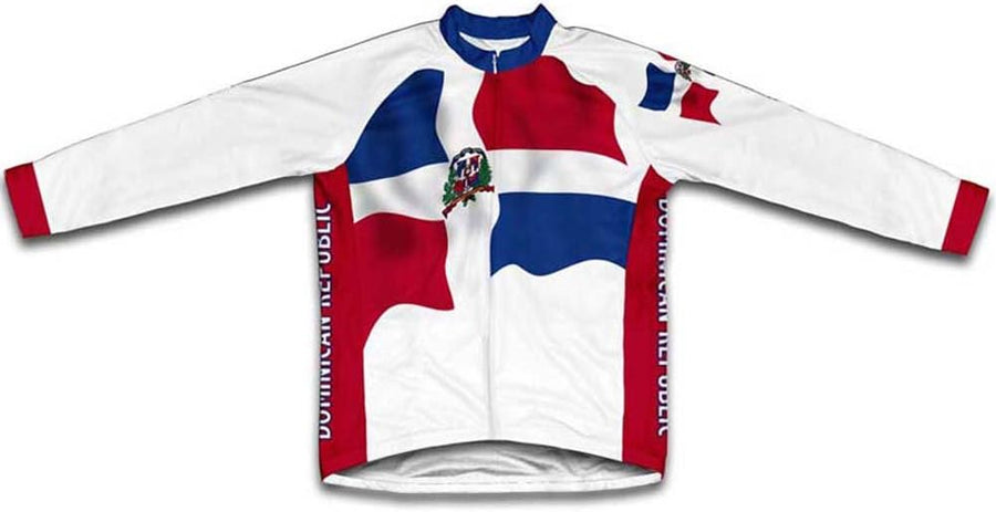 ScudoPro Dominican Republic Flag Long Sleeve Cycling Jersey for Men - 4X-Large White