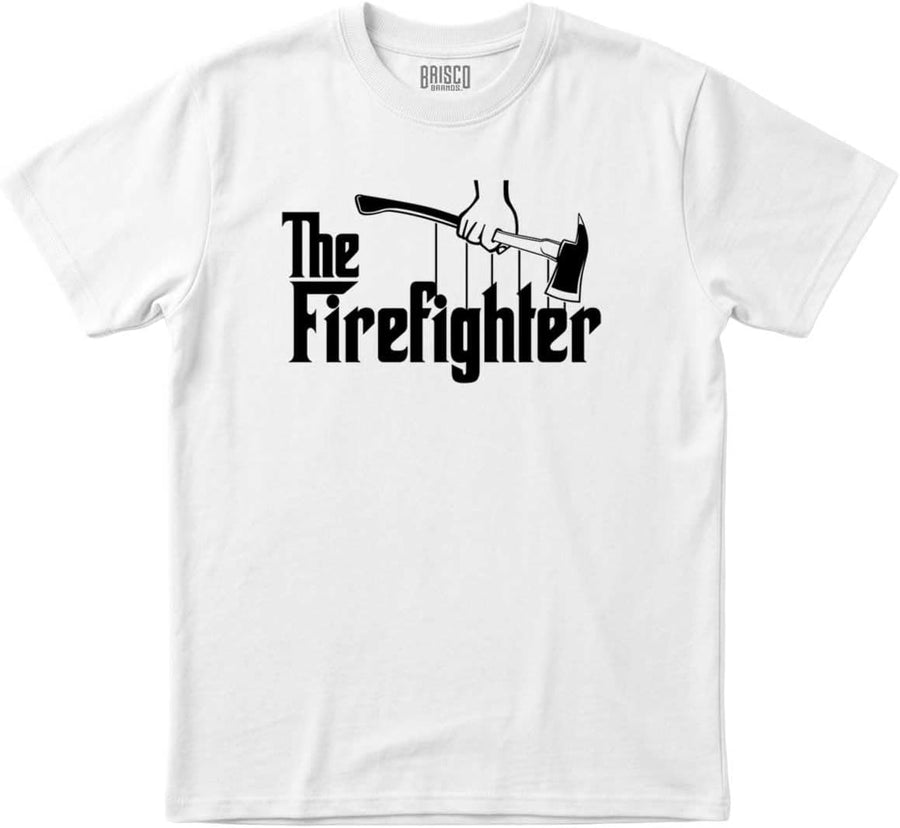 Funny Father's Italian Mafia Puppet Movie Logo Men's Graphic Tee Shirt - The Firefighter White