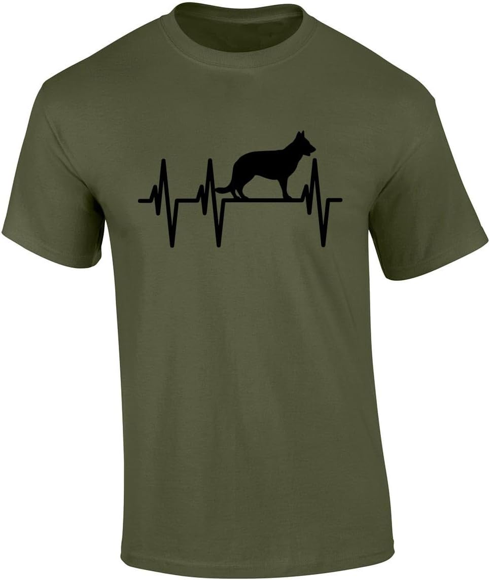 Trenz Shirt Co. German Shepherd Heartbeat Tee - Military Green