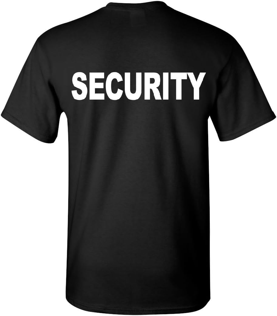 Security T-Shirt Bouncer Police Event Staff Uniform Guard Mens Tee Shirt - Black