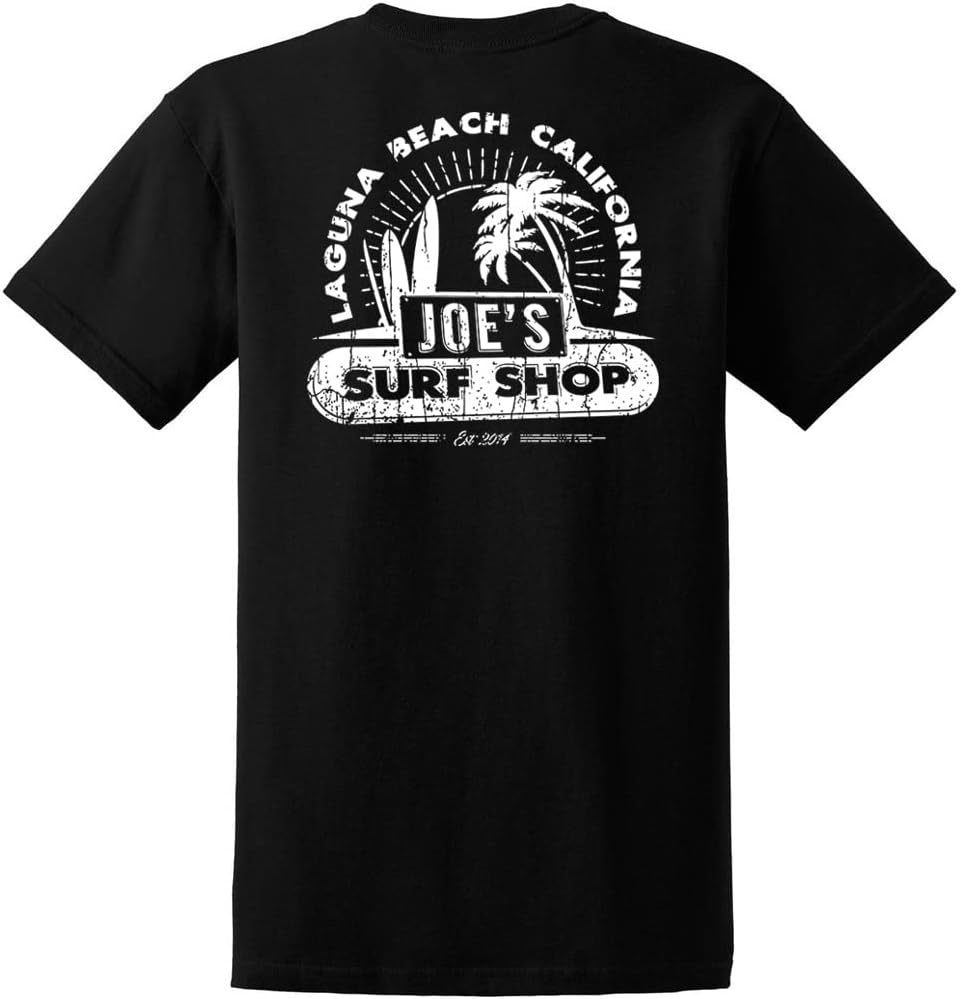 JOES SURF SHOP Graphic Heavyweight Cotton Tees,Regular-Big & Tall - Black \/ Vintage Beach Logo