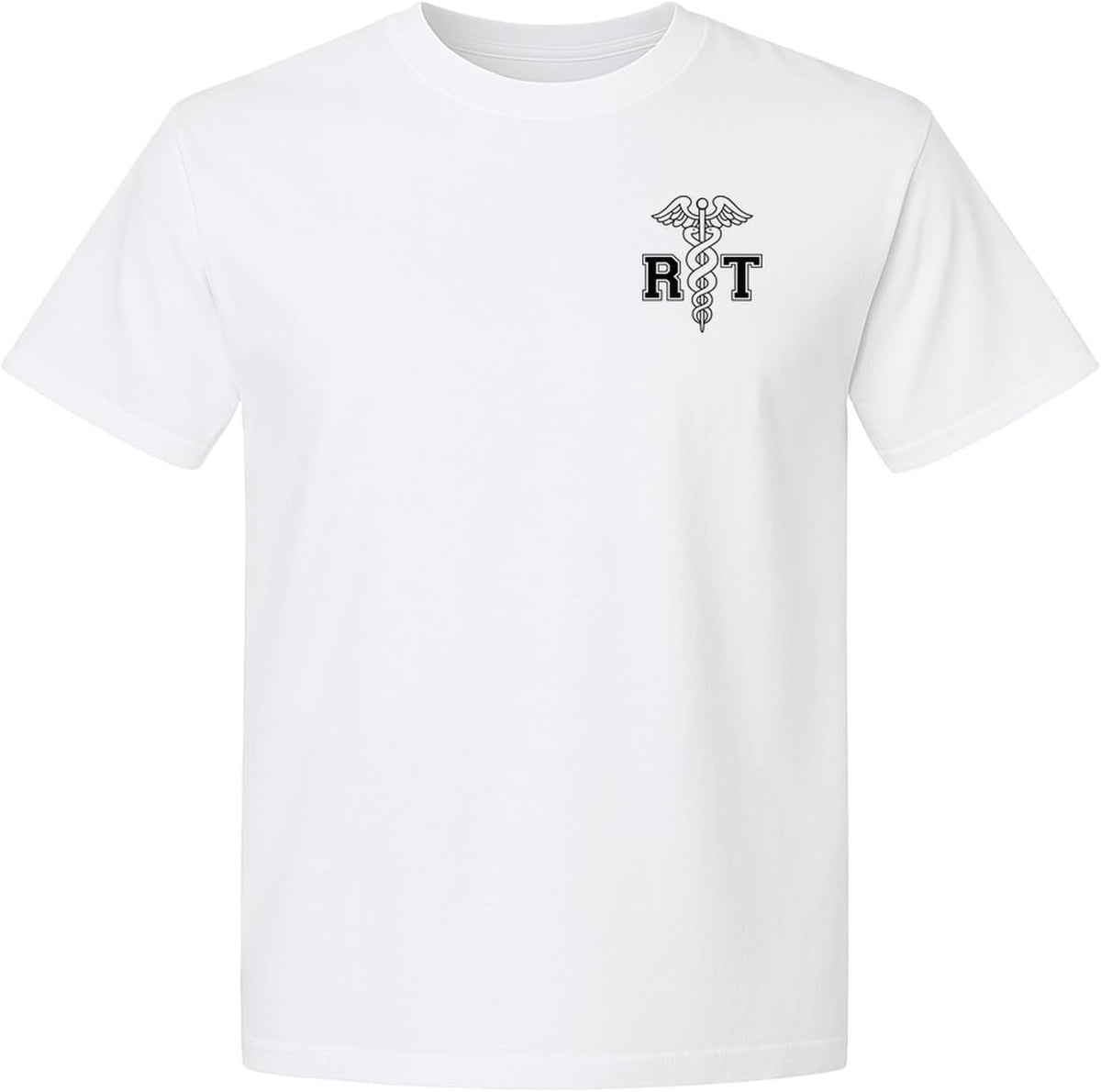 Respiratory Therapist T-Shirt, RT Caduceus Pocket Design for Pulmonology Professionals - White