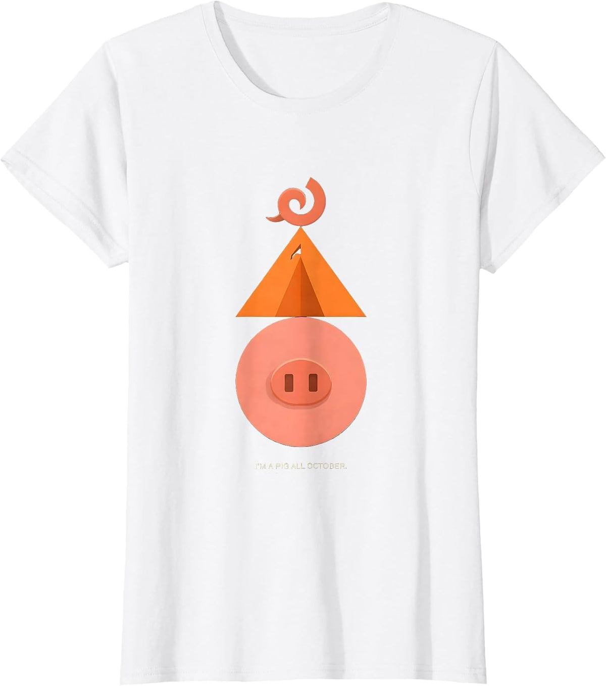 Women's I'm A Pig All October Geometric Halloween Pig Lover Costume T-Shirt - White