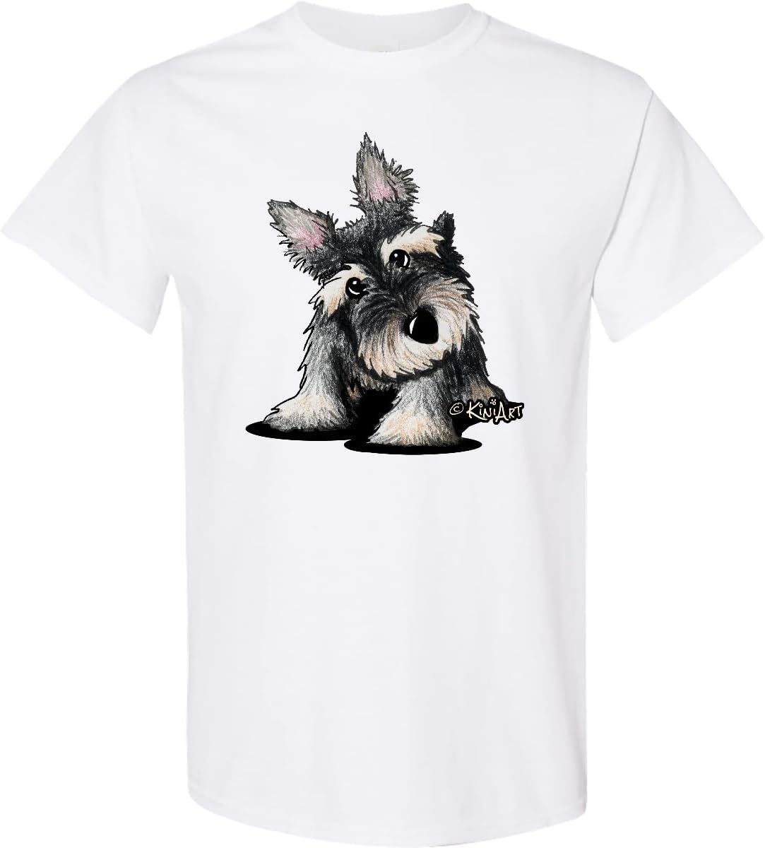 inktastic Curious Schnauzer Adult T-Shirt - KiniArt - 0020 White