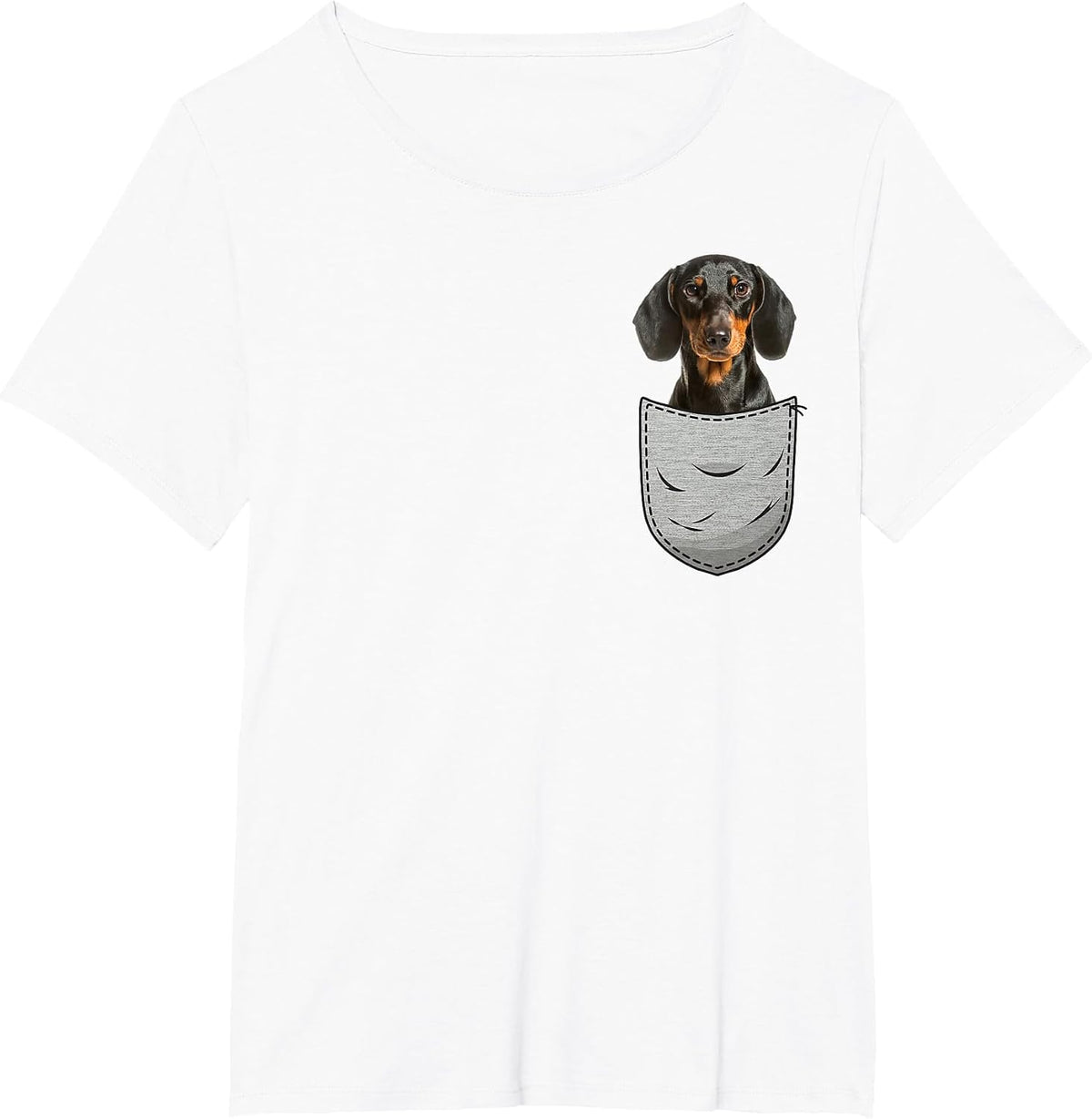 Dachshund Cap Dachshund Chest Bag Pocket Dog Owners T-Shirt - White