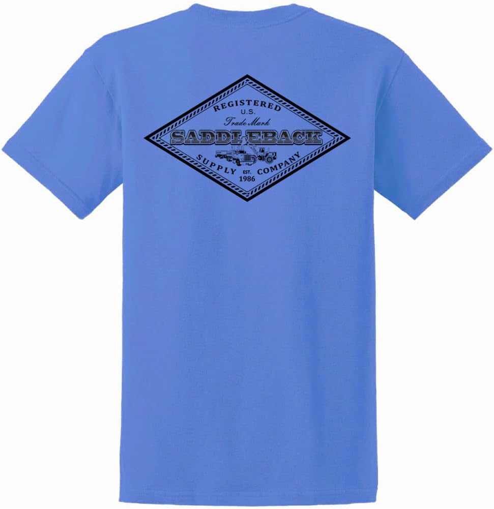 Saddleback Supply Men's Truck & Tractor Logo Heavy Cotton Tees - Ultramarine \/ Black Truck & Tractor Logo