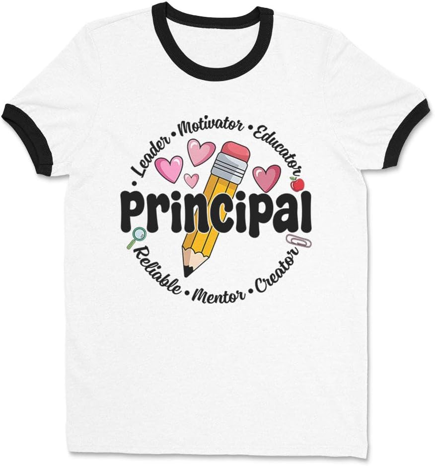 Pencil Principal Ringer T-Shirt Unisex - White\/Black