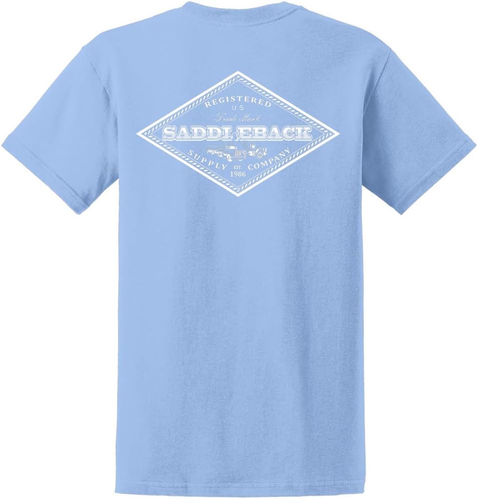 Saddleback Supply Men's Truck & Tractor Logo Heavy Cotton Tees - Light Blue \/ White Truck & Tractor Logo