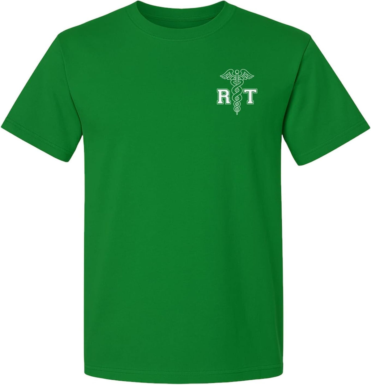 Respiratory Therapist T-Shirt, RT Caduceus Pocket Design for Pulmonology Professionals - Kelly Green