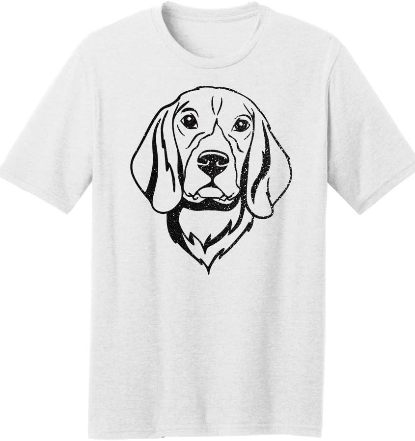Dogline Mens Beagle Dog Lovers Glitter Graphic Tee Shirt - White