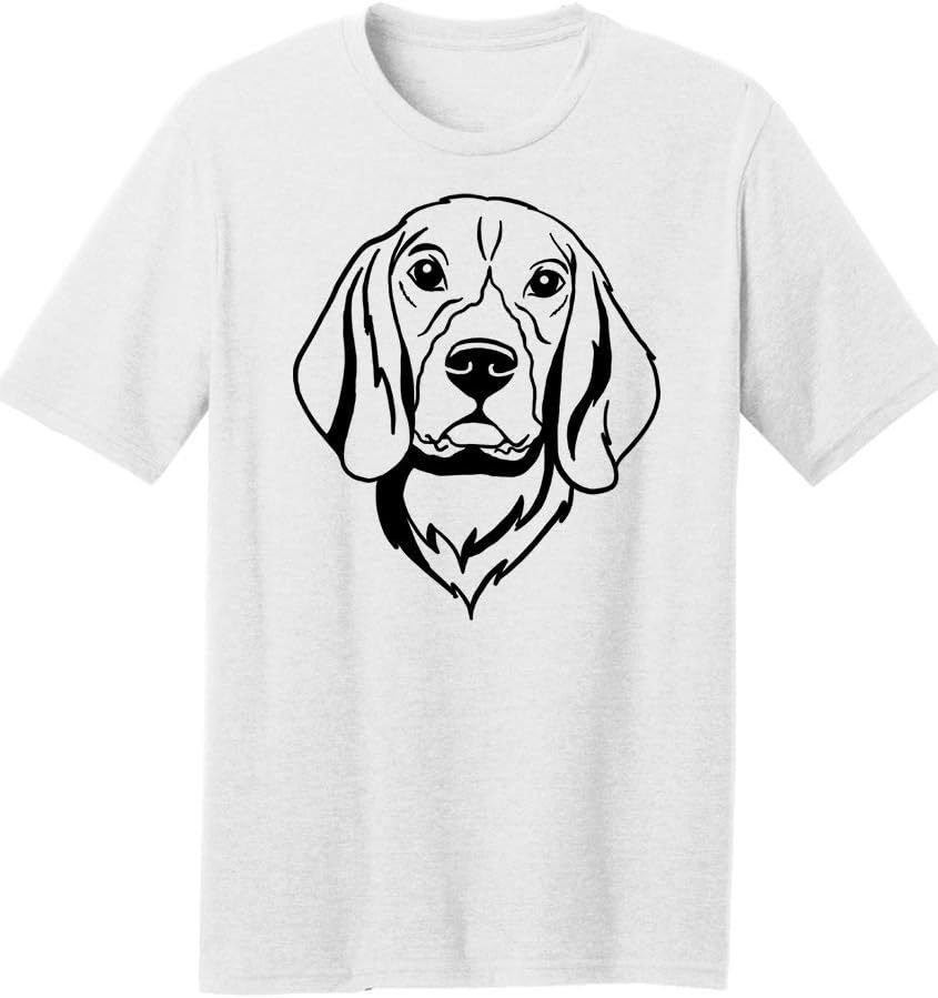 Dogline Mens Beagle Dog Lovers Graphic Tee Shirt - White