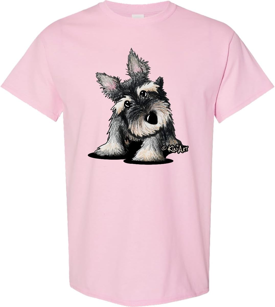 inktastic Curious Schnauzer Adult T-Shirt - KiniArt - Pink