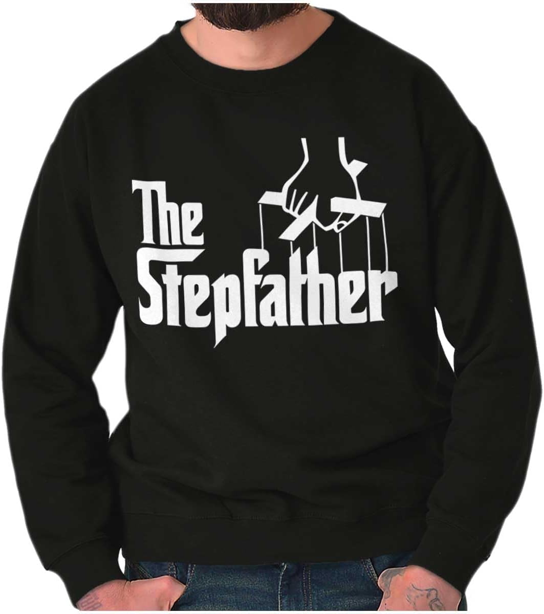 Brisco Brands Funny Fathers Italian Mafia Puppet Movie Logo Men's Graphic Crewneck Sweatshirt - The Stepfather Black