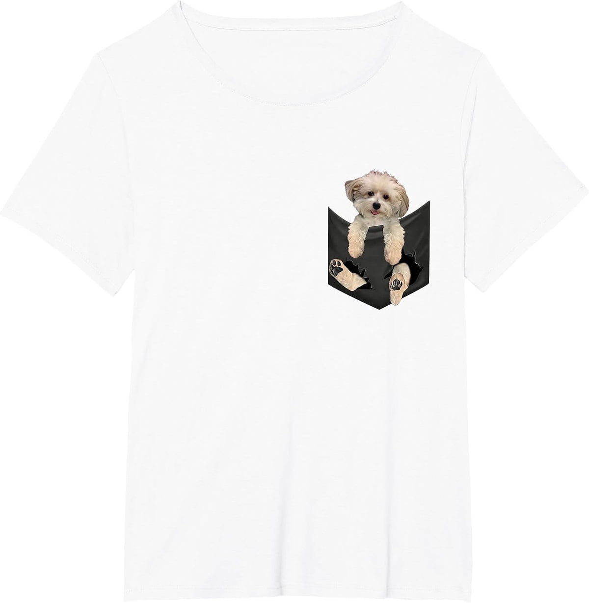 Havanese Dog in Pocket, Havanezer Puppy Peeking T-Shirt - White