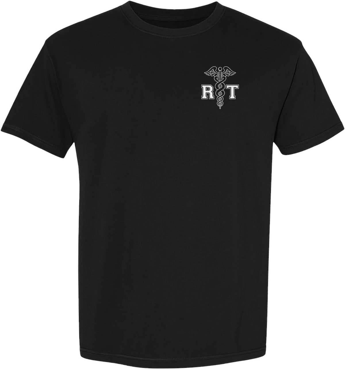 Respiratory Therapist T-Shirt, RT Caduceus Pocket Design for Pulmonology Professionals - Black