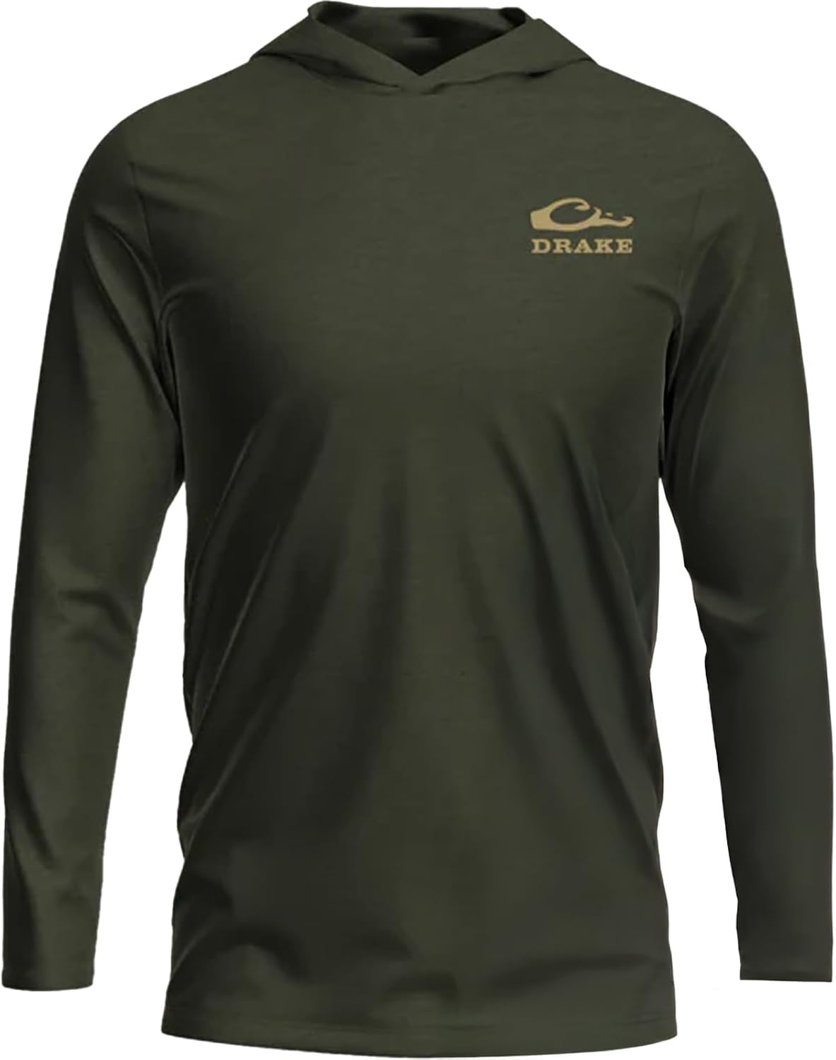 Drake Waterfowl Men's Long Sleeve Graphic Hoodie T-Shirt - Back Cap Mallard - Deep Depths Dark Heather
