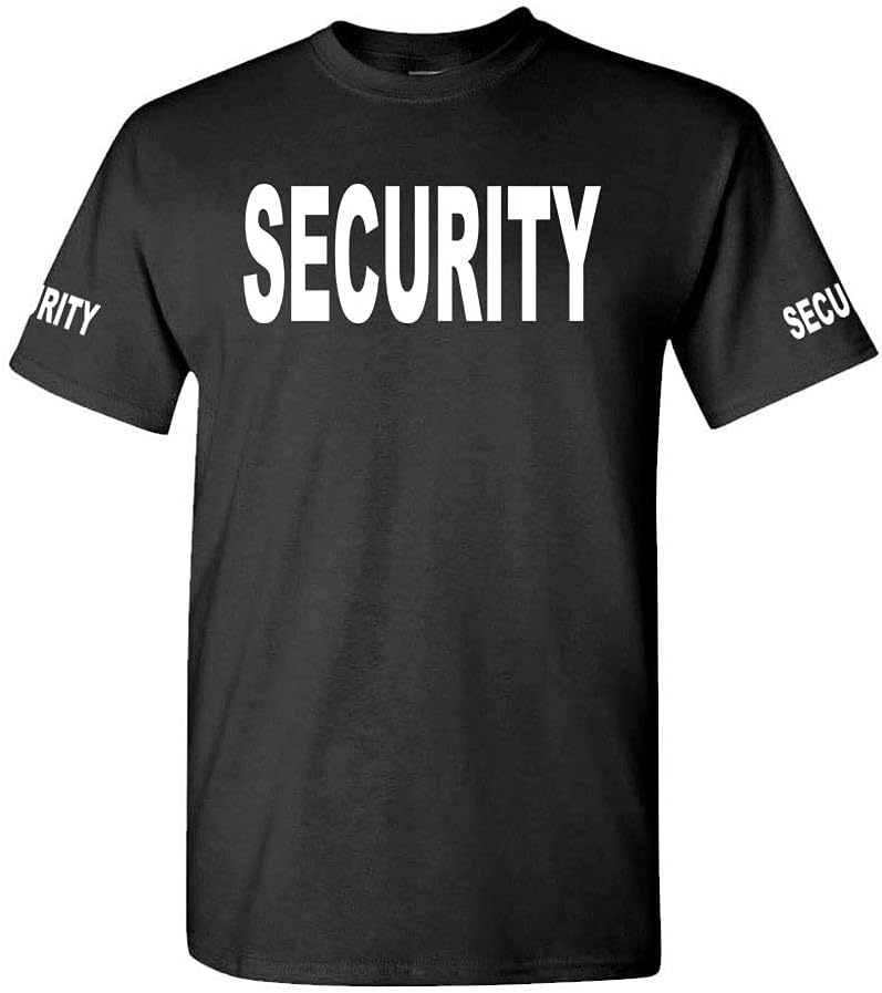 Cold Harbor Security Front and Sleeve Lettering Graphic T-Shirt, Black, L - As Pictured