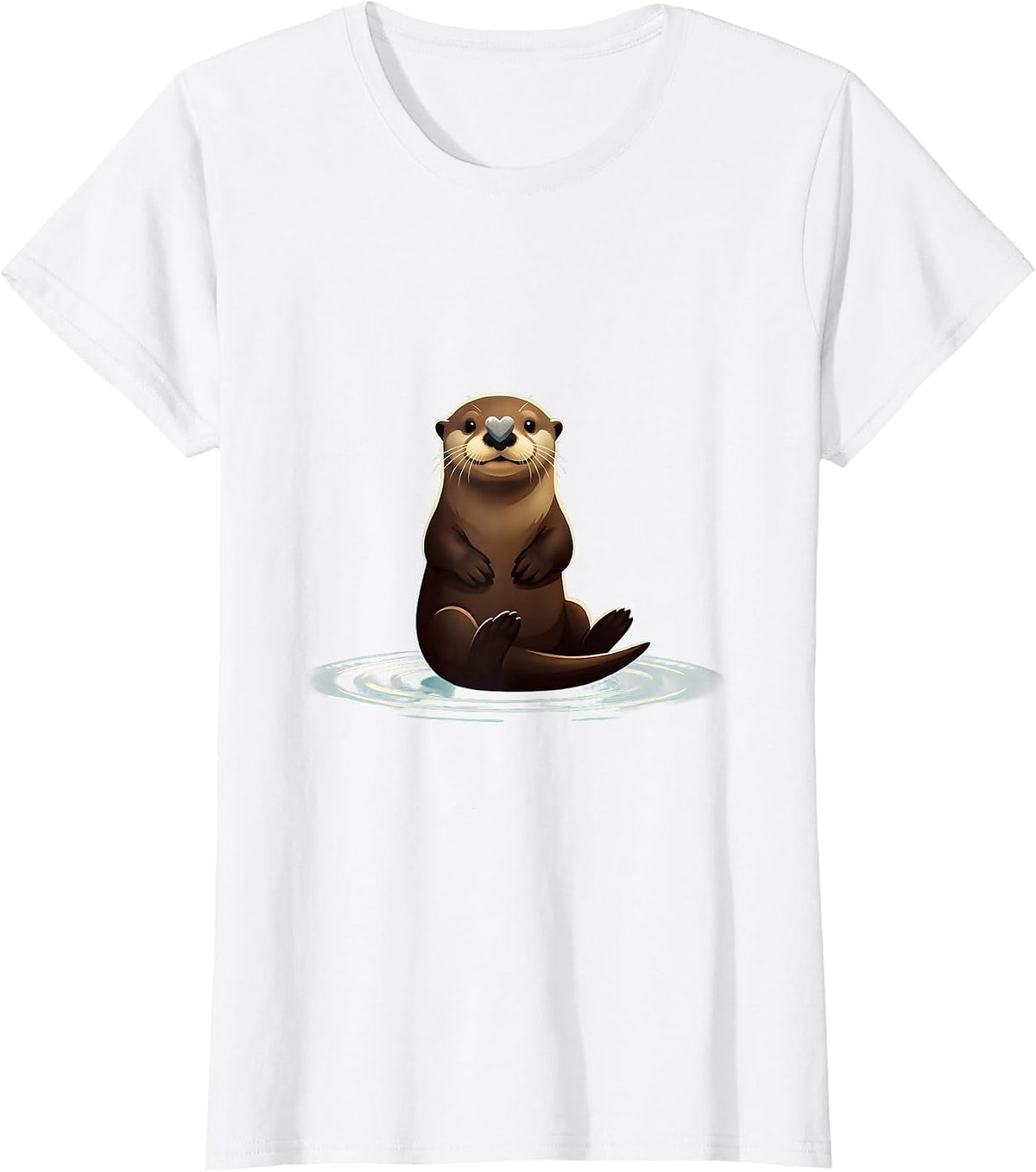 Smiling Sea Otter Minimalist Cute Otter Lover Gift T-Shirt - White
