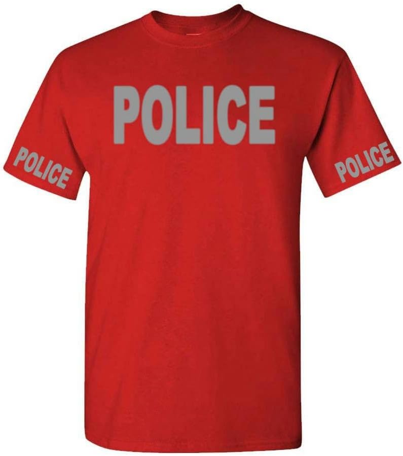 Cold Harbor Police High Visibility Cotton Unisex T-Shirt Mens Womens Event Staff Duty Party Security Hi Vis Safety Tee - Red