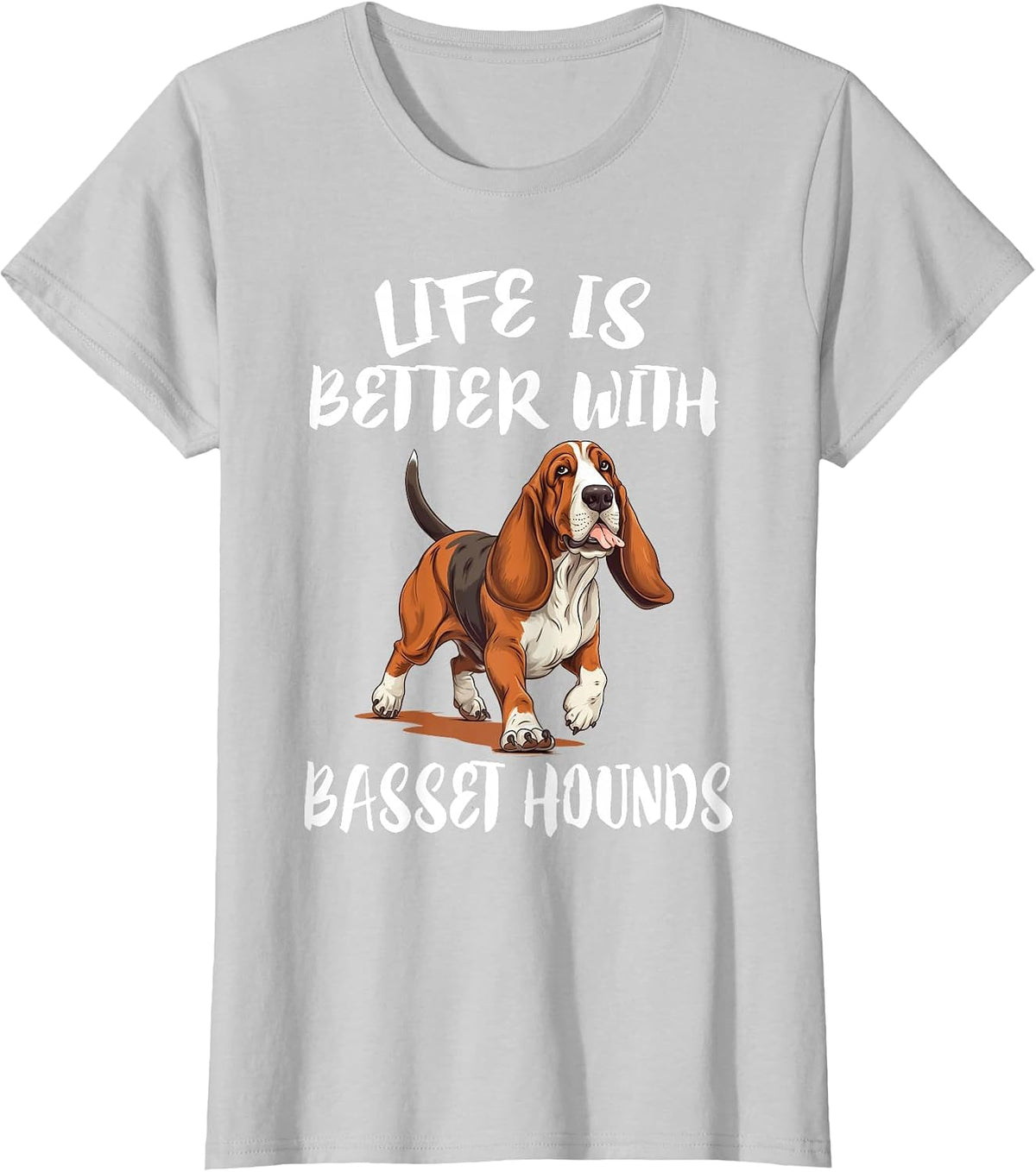 Life is Better with Basset Hounds Dog T-Shirt - Silver Grey