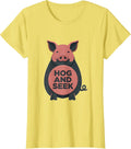 Hog And Seek Funny Pig Farm Animal Lover Novelty T-Shirt - Lemon Yellow