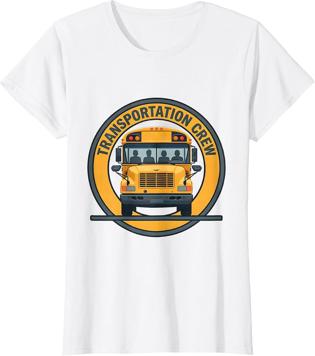 Transportation Crew Flat Vector School Bus Driver Back T-Shirt - White