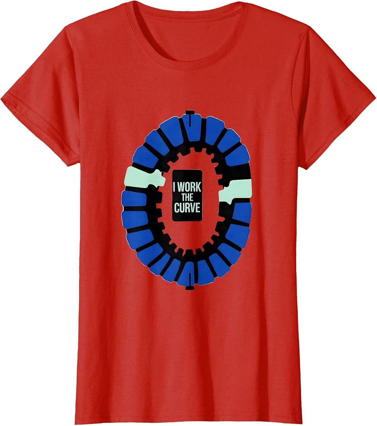 Women's I Work The Curve Hard-Edge Chiropractic Spine Humor T-Shirt - Red