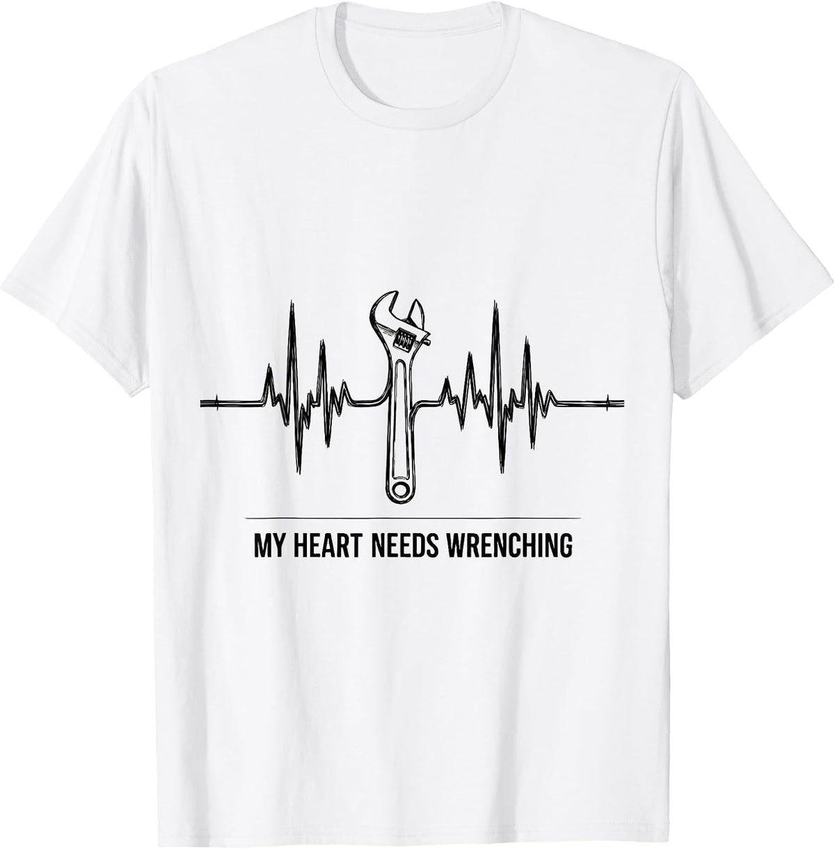 Men's My Heart Needs Wrenching Funny Car Guy Auto Mechanic T-Shirt - White