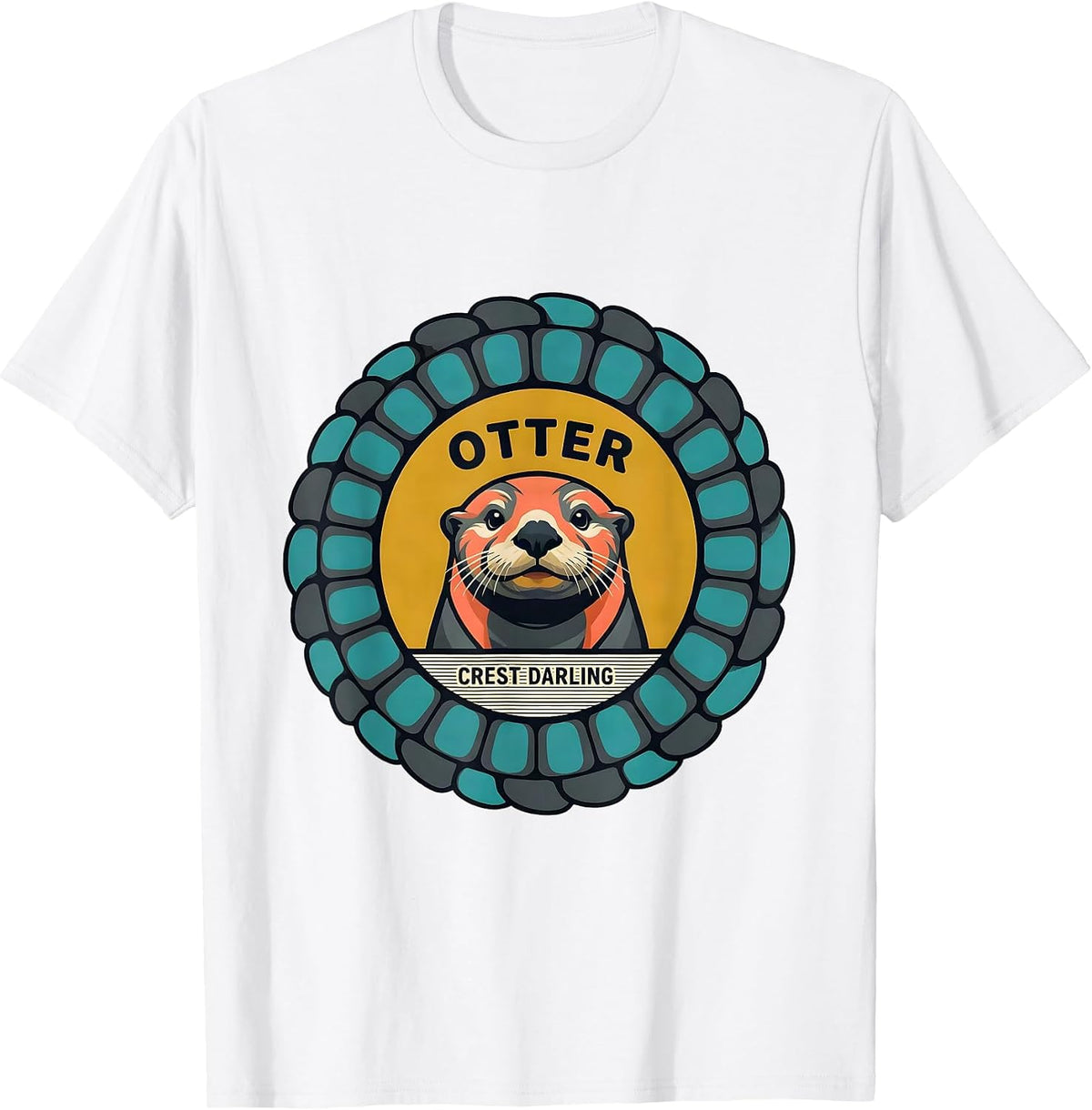 Men's Otter Crest Darling Midcentury Modern Animal Lover Surfing T-Shirt - White