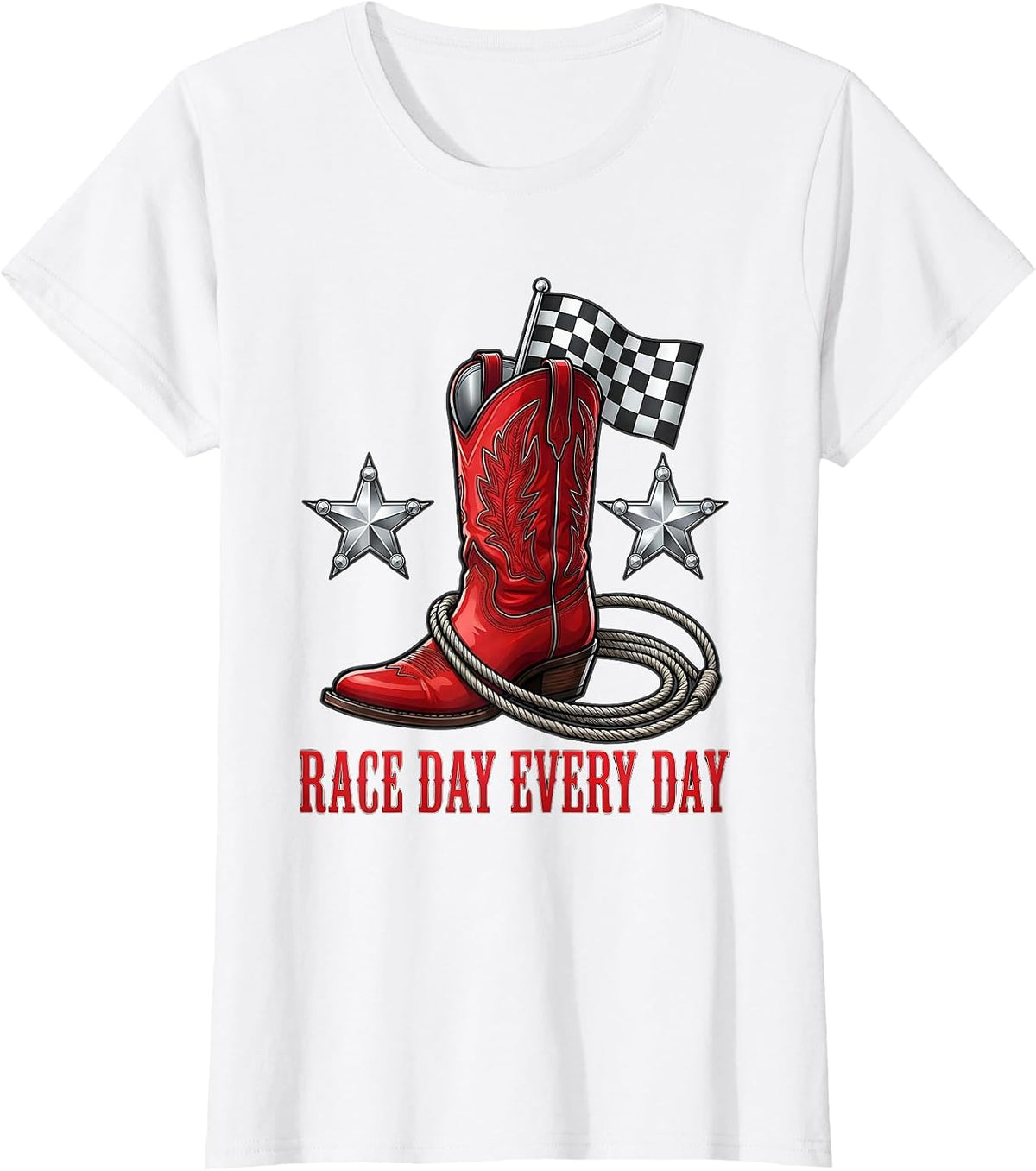Women's Race Day Every Day Racing Lifestyle Design T-Shirt - White