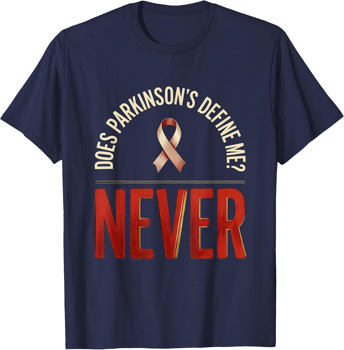 Men's Does Parkinson's Define Me? Never Defiant Dark Humor T-Shirt - Navy Blue