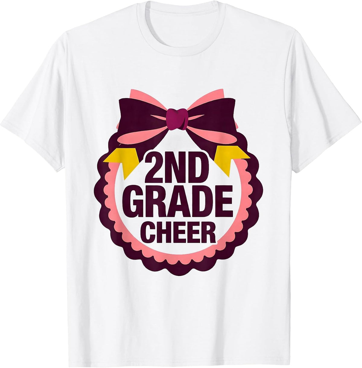 Men's 2nd Grade Cheer Coquette Bow Back to School Second Grade T-Shirt - White