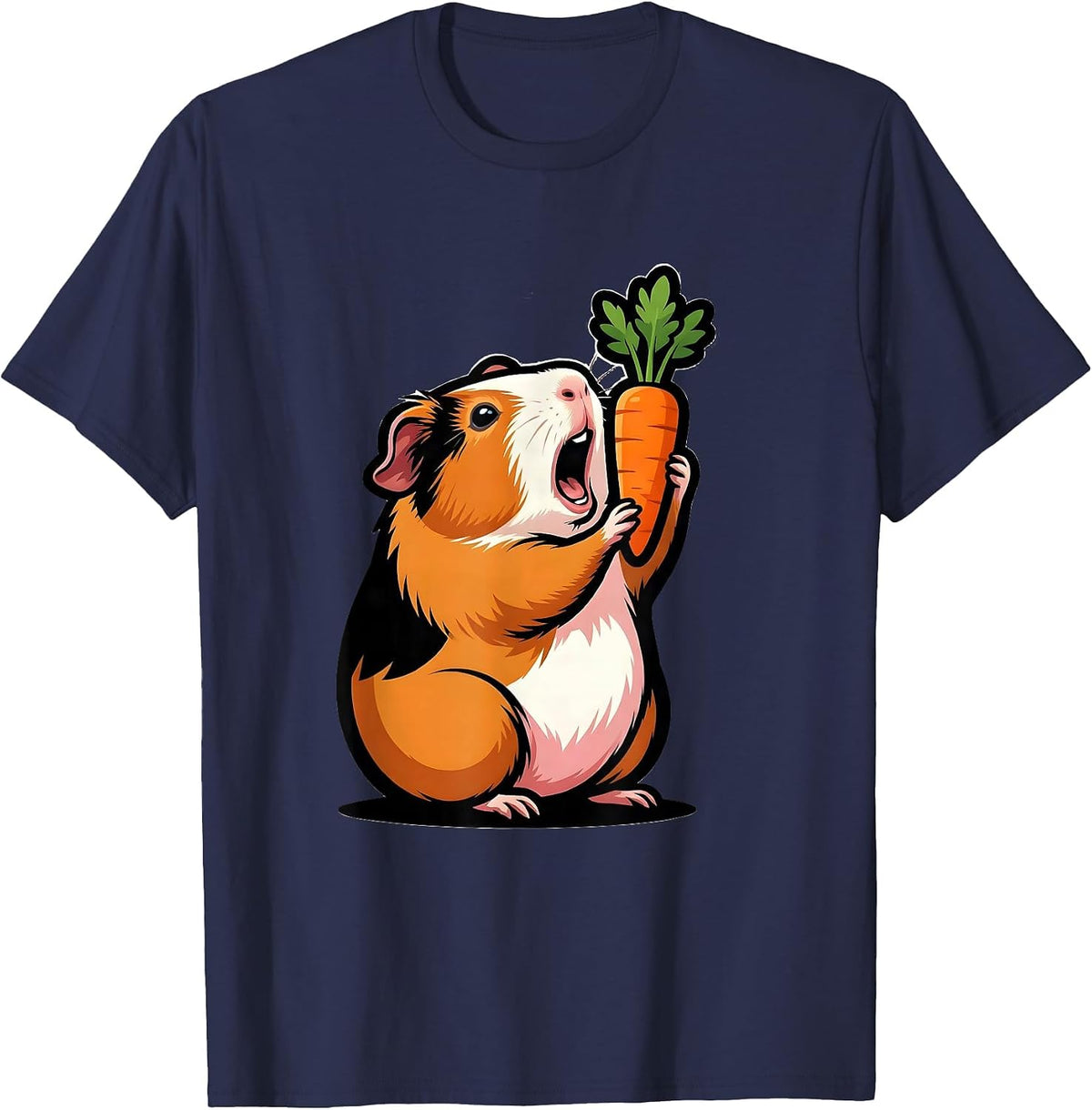 Men's Tailless Rosette Guinea Pig Pet Lover Mascot Logo T-Shirt - Navy Blue