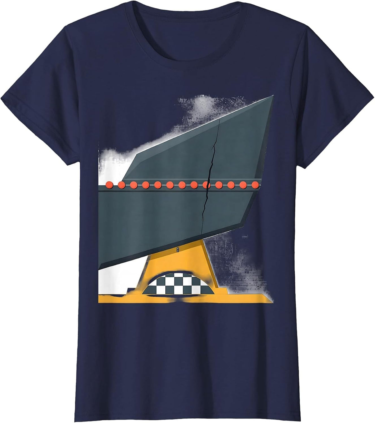 Women's Sprint-Car Wing Flat Vector Racing Enthusiast Humor T-Shirt - Navy Blue