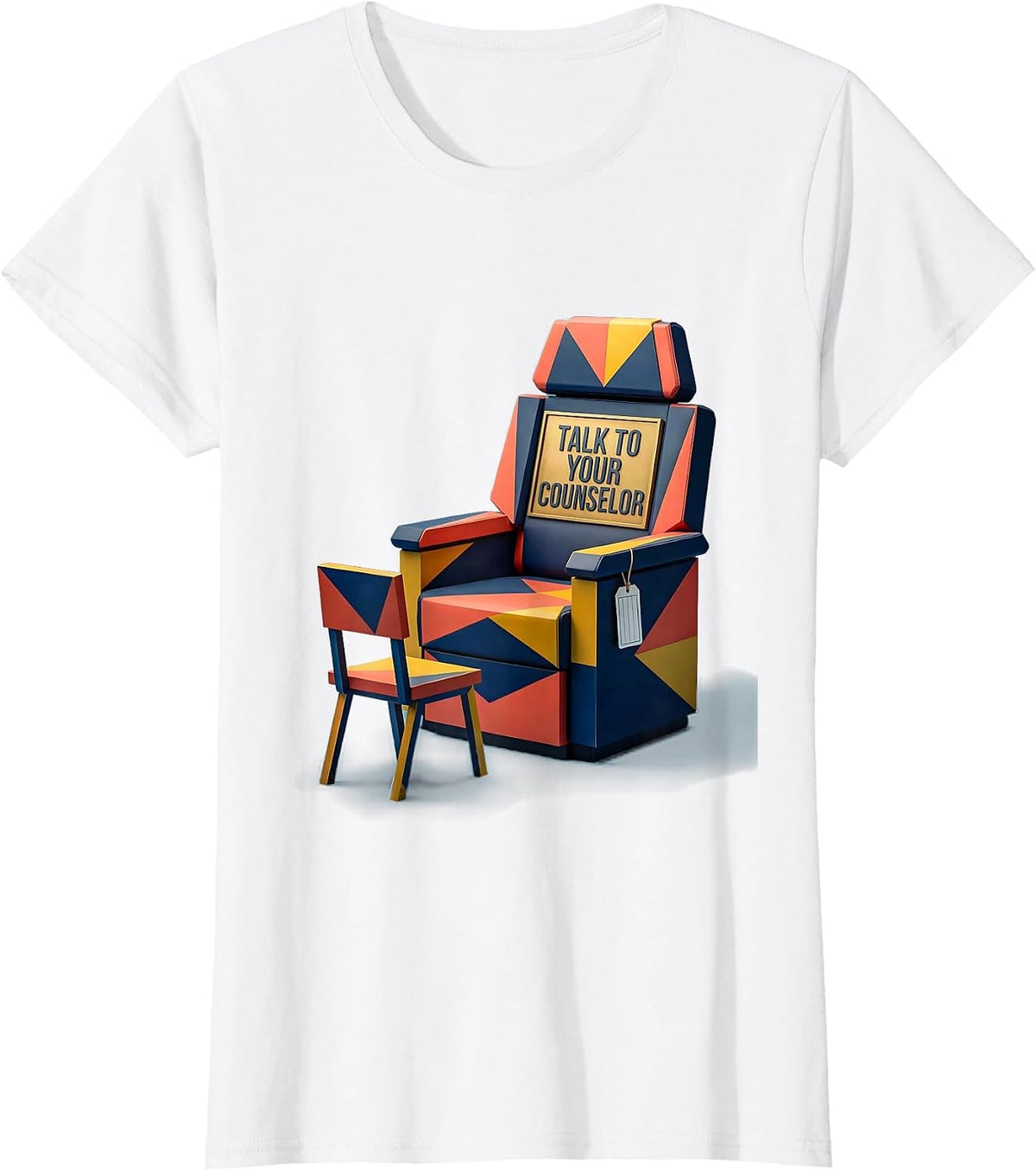 Women's Talk To Your Counselor Geometric School Counselor T-Shirt - White
