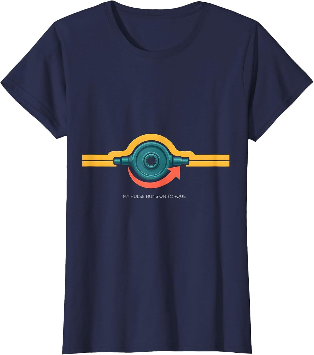 Women's My Pulse Runs On Torque Funny Car Enthusiast Auto Mechanic T-Shirt - Navy Blue