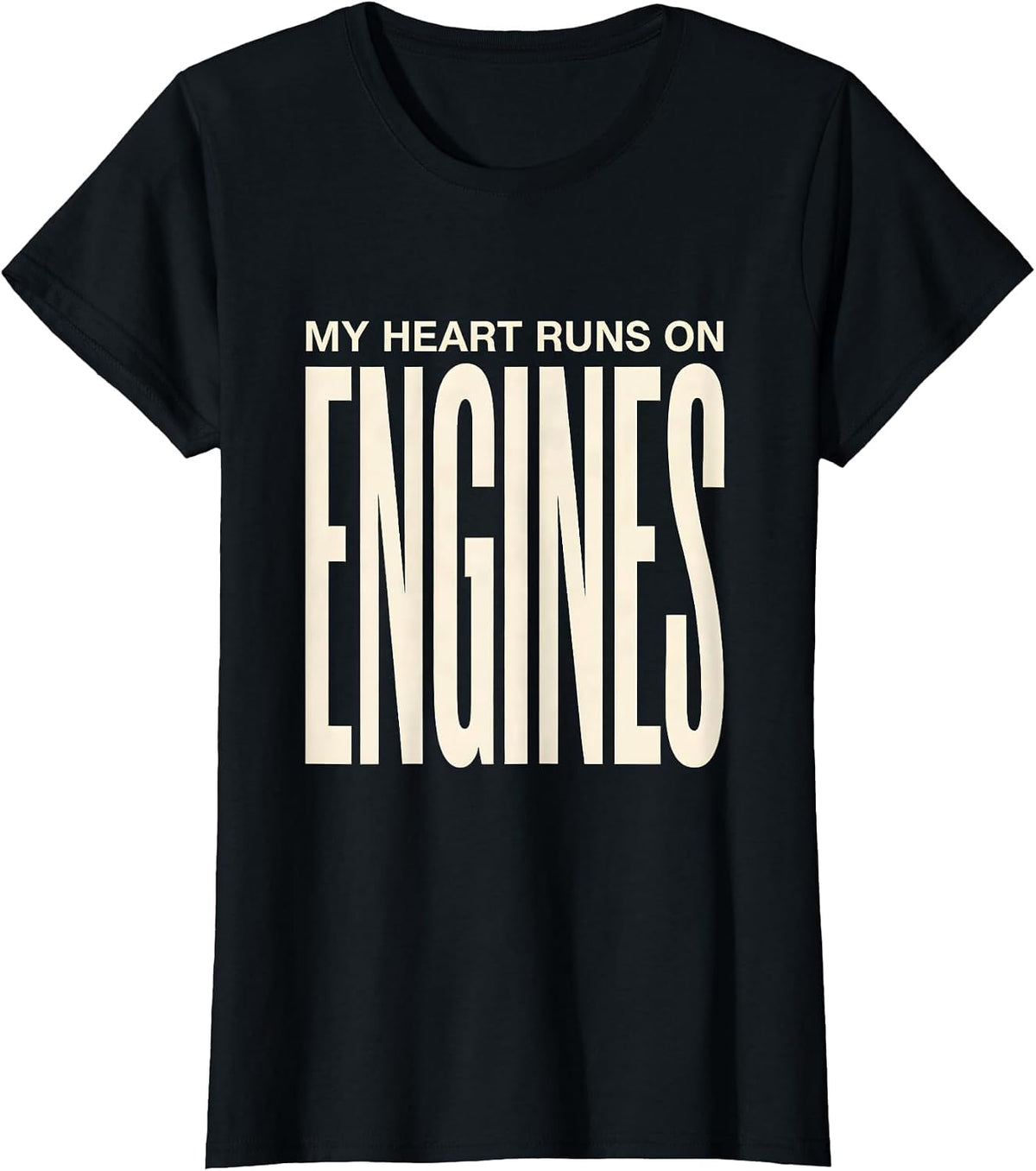 My Heart Runs On Engines Funny Car Guy Auto Mechanic Gift T-Shirt - Black