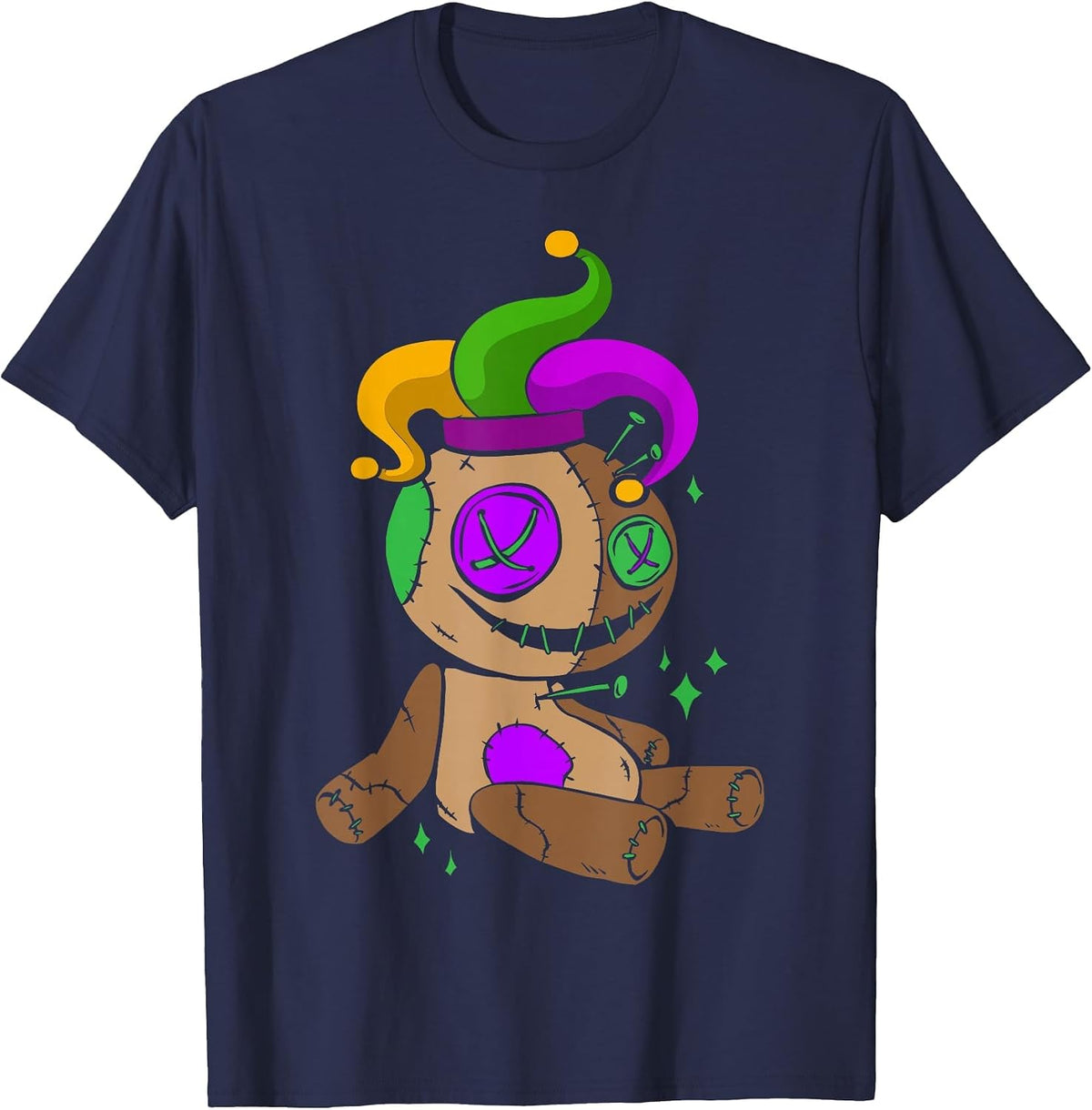 Voodoo Doll Mardi Gras New Orleans Louisiana Parade T-Shirt - Navy Blue