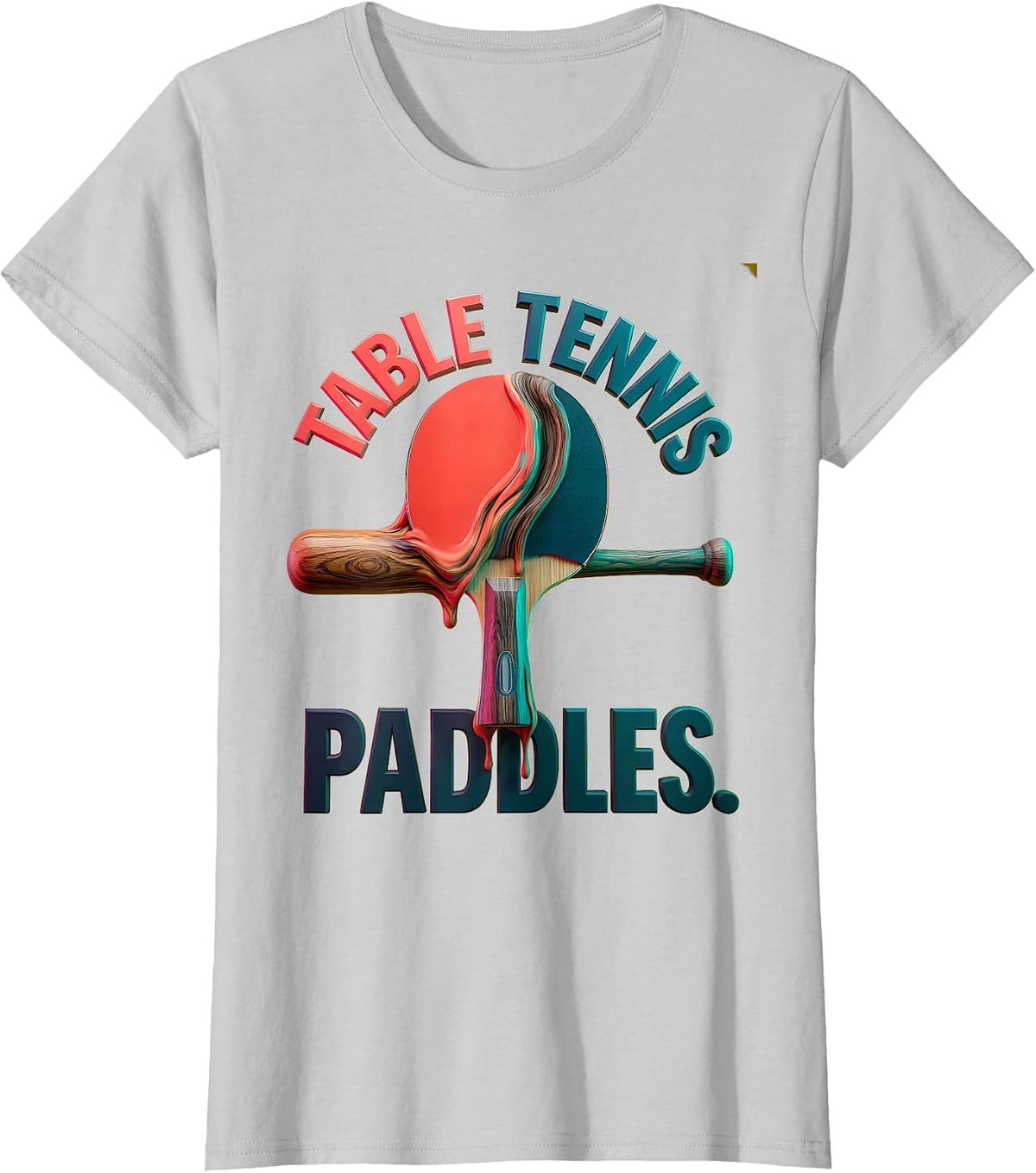 Table Tennis Paddles Baseball Bat Graphic Design T-Shirt - Silver Grey