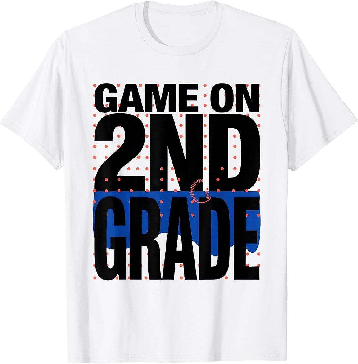 Men's Game On 2nd Grade Back To School Baseball Drip Ice Cream T-Shirt - White