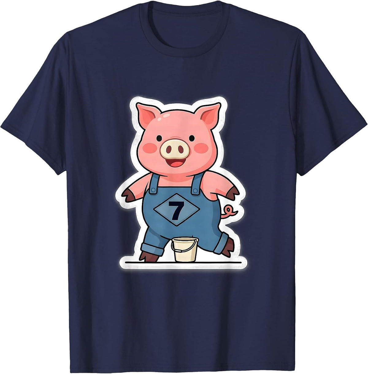Men's 7 Funny Pig Lover Halloween Costume T-Shirt - Navy Blue