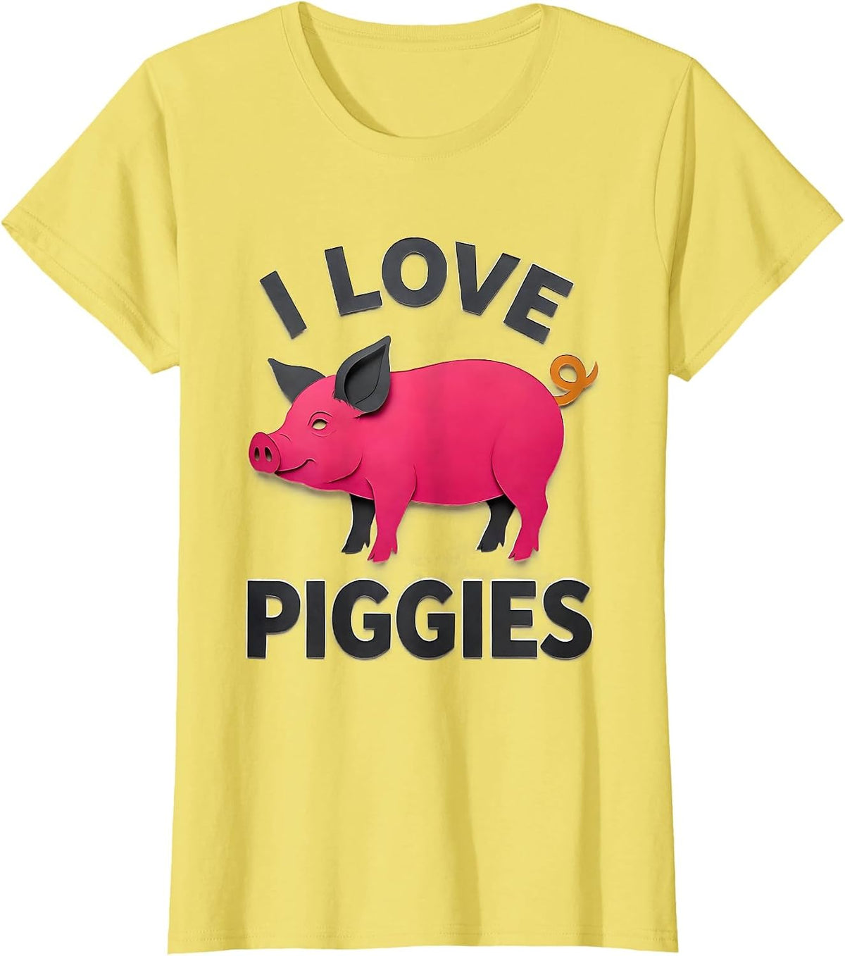 I Love Piggies Cute Pig Farm Animal Lover Humor T-Shirt - Lemon Yellow